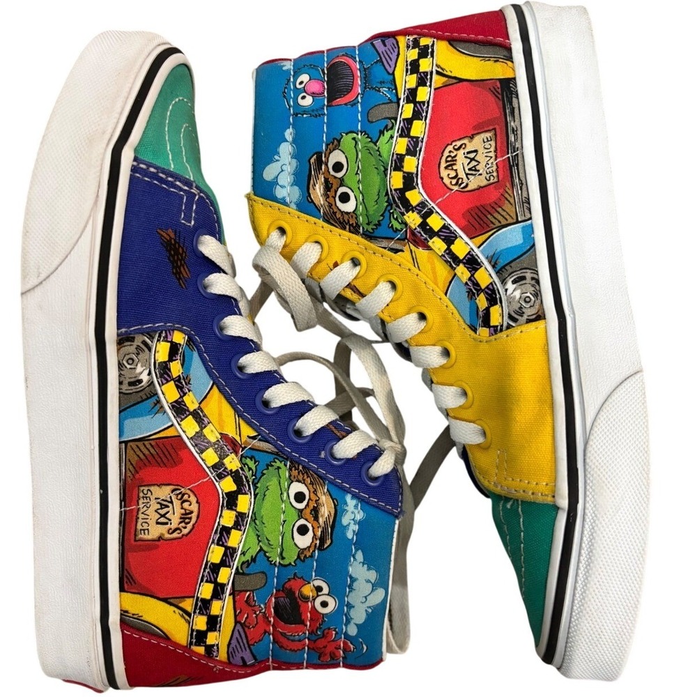 Vans x Sesame Street Sk8-Hi Kids Sneakers Elmo Cookie Monster Oscar Size 4.0 5.5
